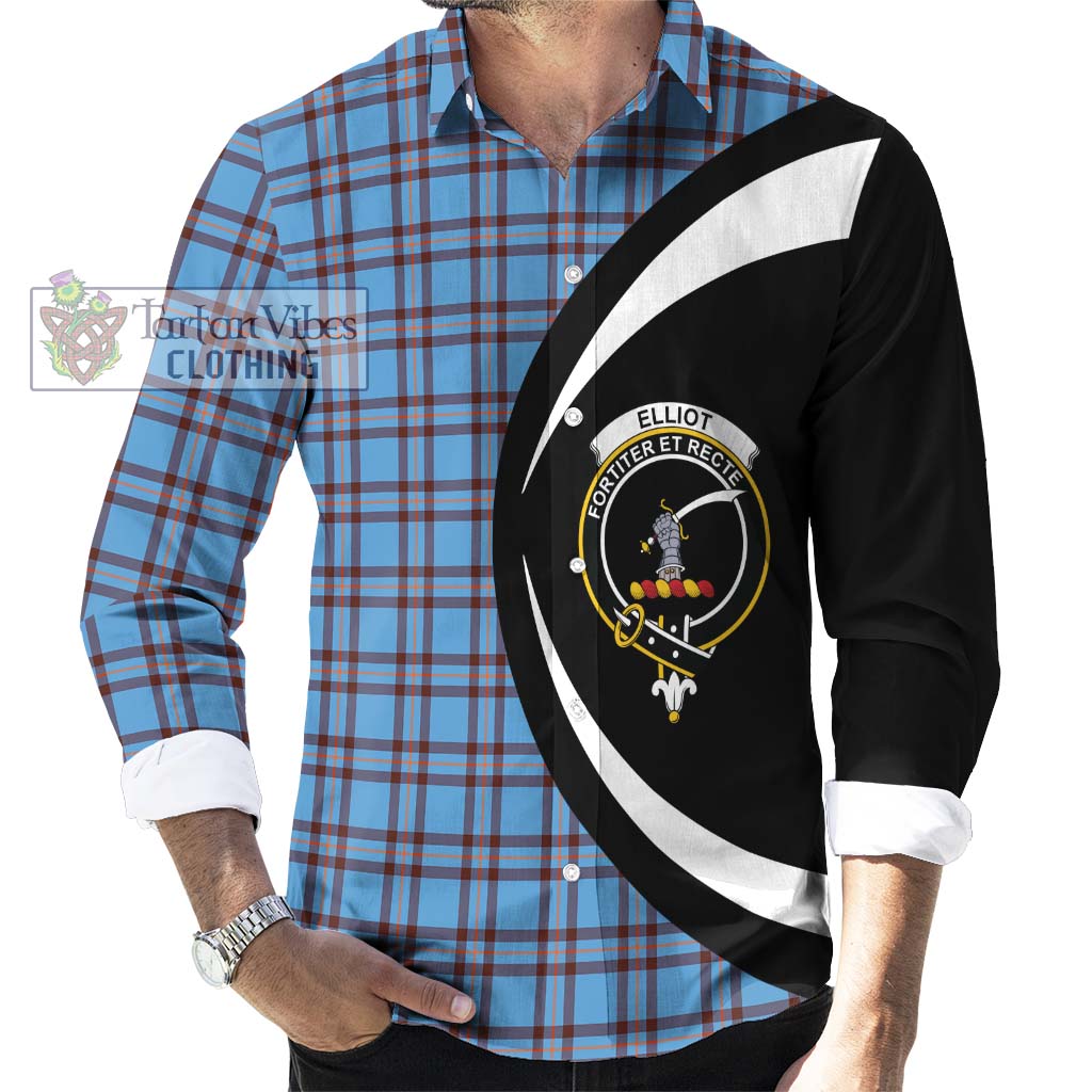 Elliot Ancient Tartan Long Sleeve Button Up with Family Crest Circle Style - Tartan Vibes Clothing