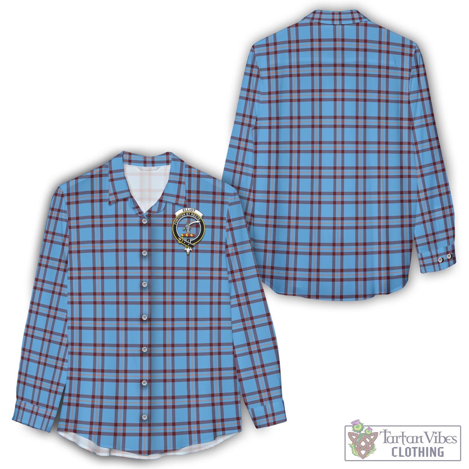 Tartan Vibes Clothing Elliot Ancient Tartan Womens Casual Shirt with Family Crest