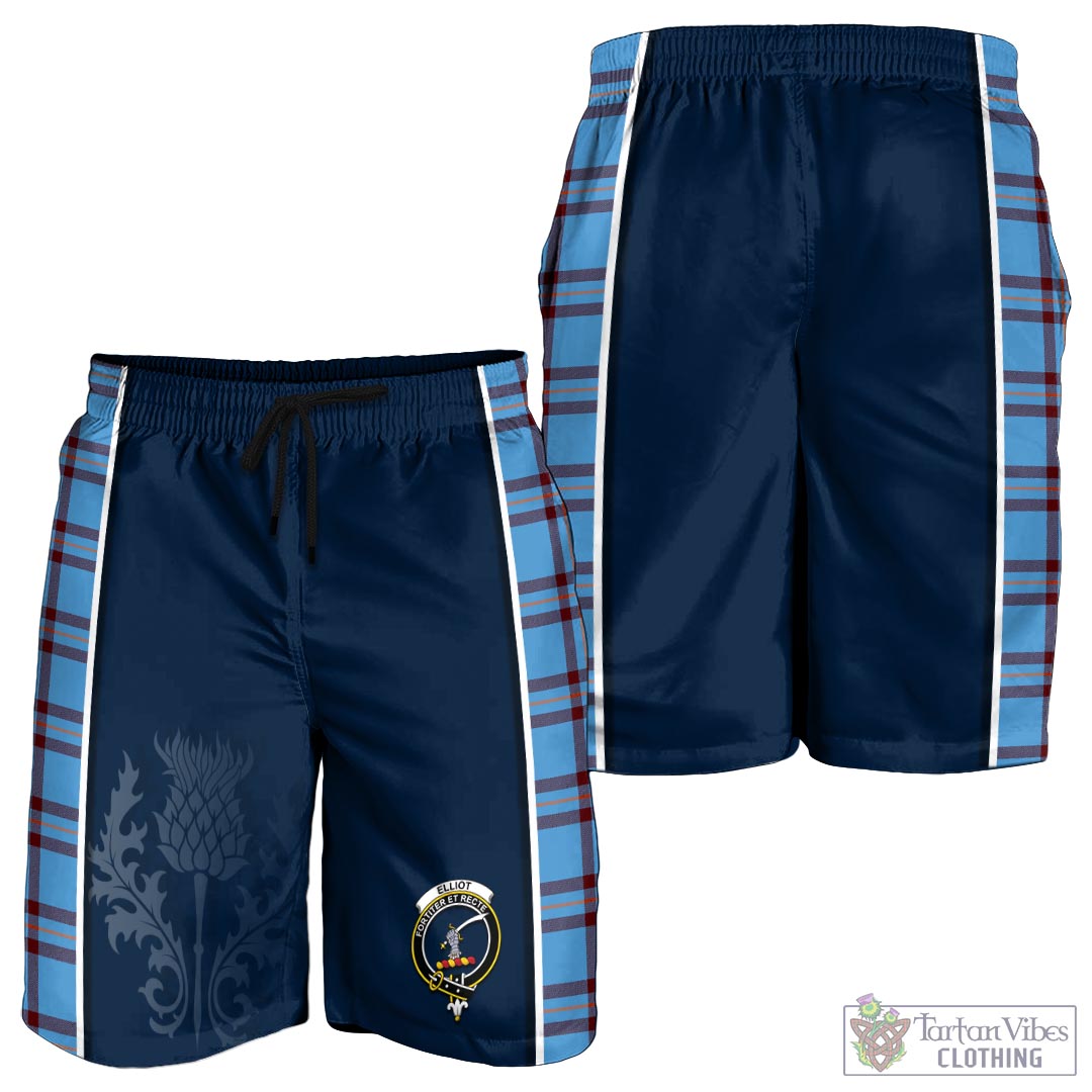 Tartan Vibes Clothing Elliot Ancient Tartan Men's Shorts with Family Crest and Scottish Thistle Vibes Sport Style