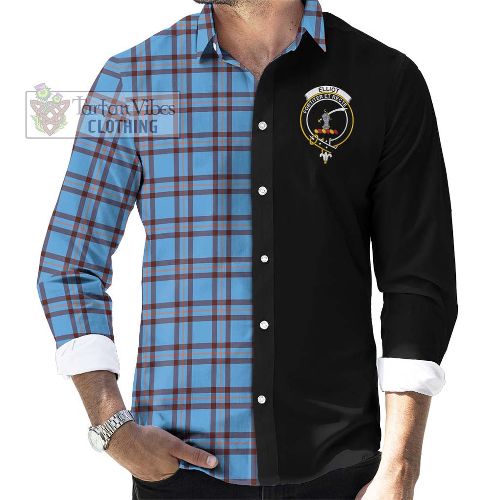 Elliot Ancient Tartan Long Sleeve Button Shirt with Family Crest and Half Of Me Style - Tartanvibesclothing Shop