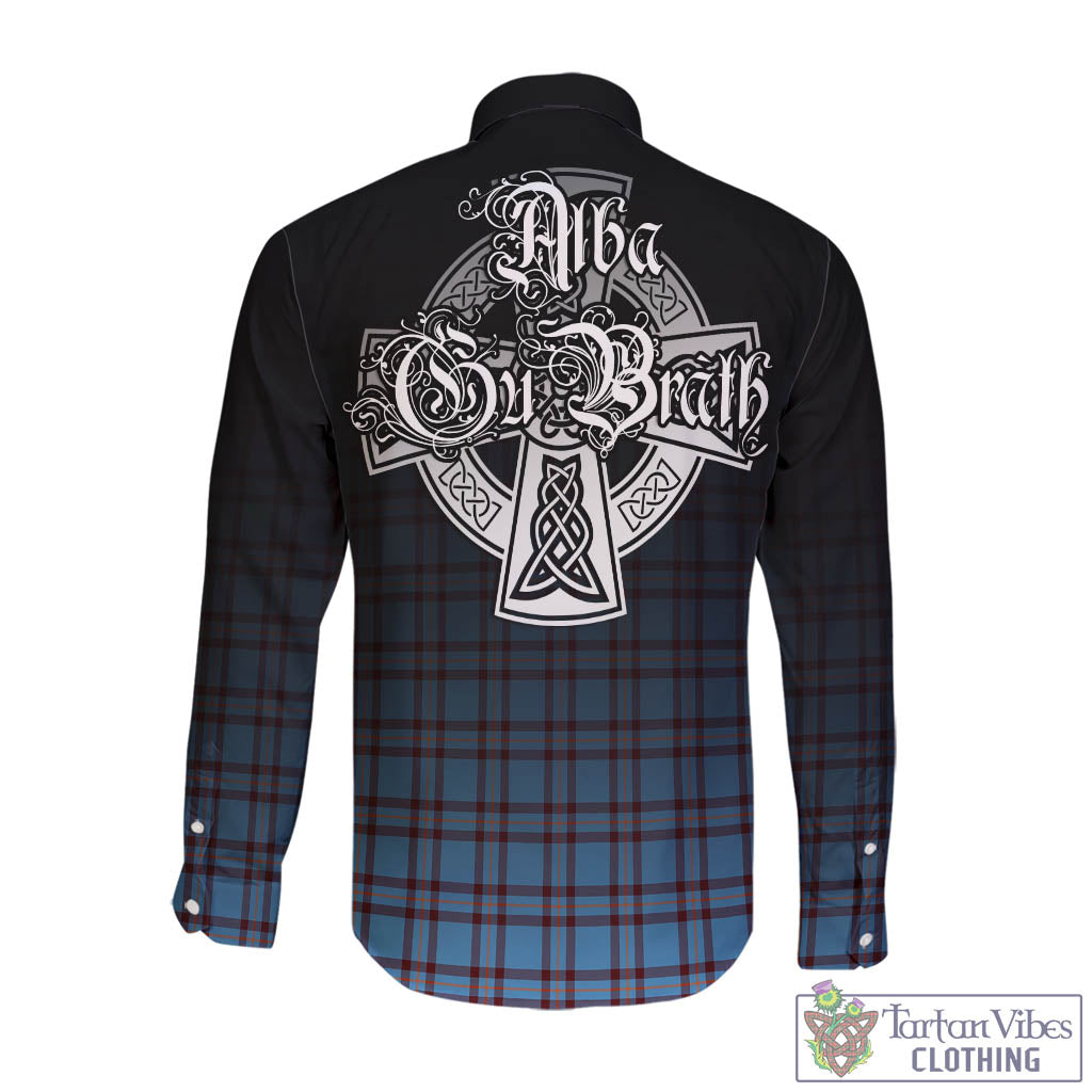 Tartan Vibes Clothing Elliot Ancient Tartan Long Sleeve Button Up Featuring Alba Gu Brath Family Crest Celtic Inspired