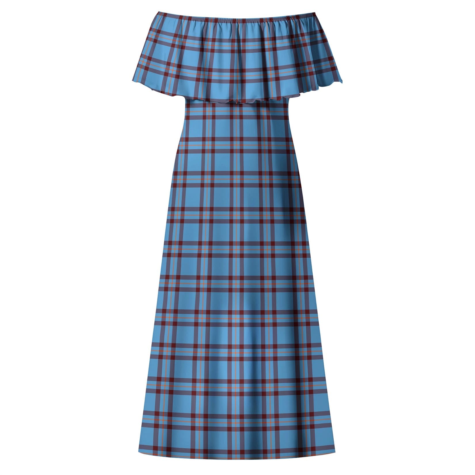 Elliot Ancient Tartan Off Shoulder Long Dress - Tartanvibesclothing