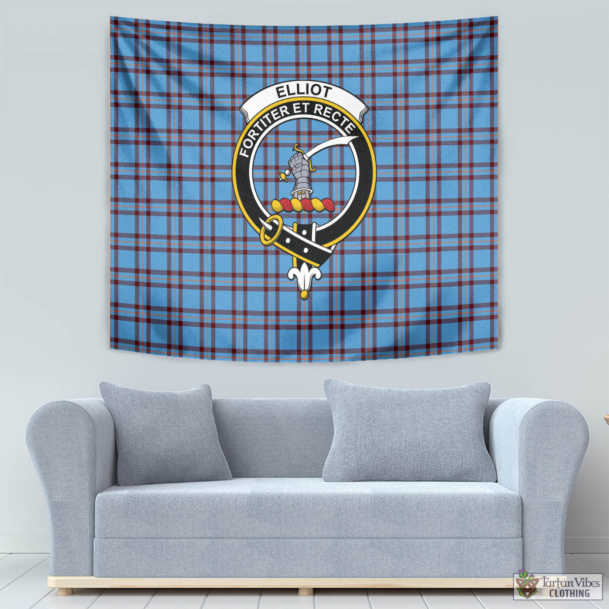 Tartan Vibes Clothing Elliot Ancient Tartan Tapestry Wall Hanging and Home Decor for Room with Family Crest