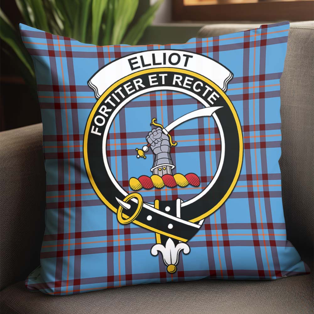 Elliot Ancient Tartan Pillow Cover with Family Crest - Tartanvibesclothing