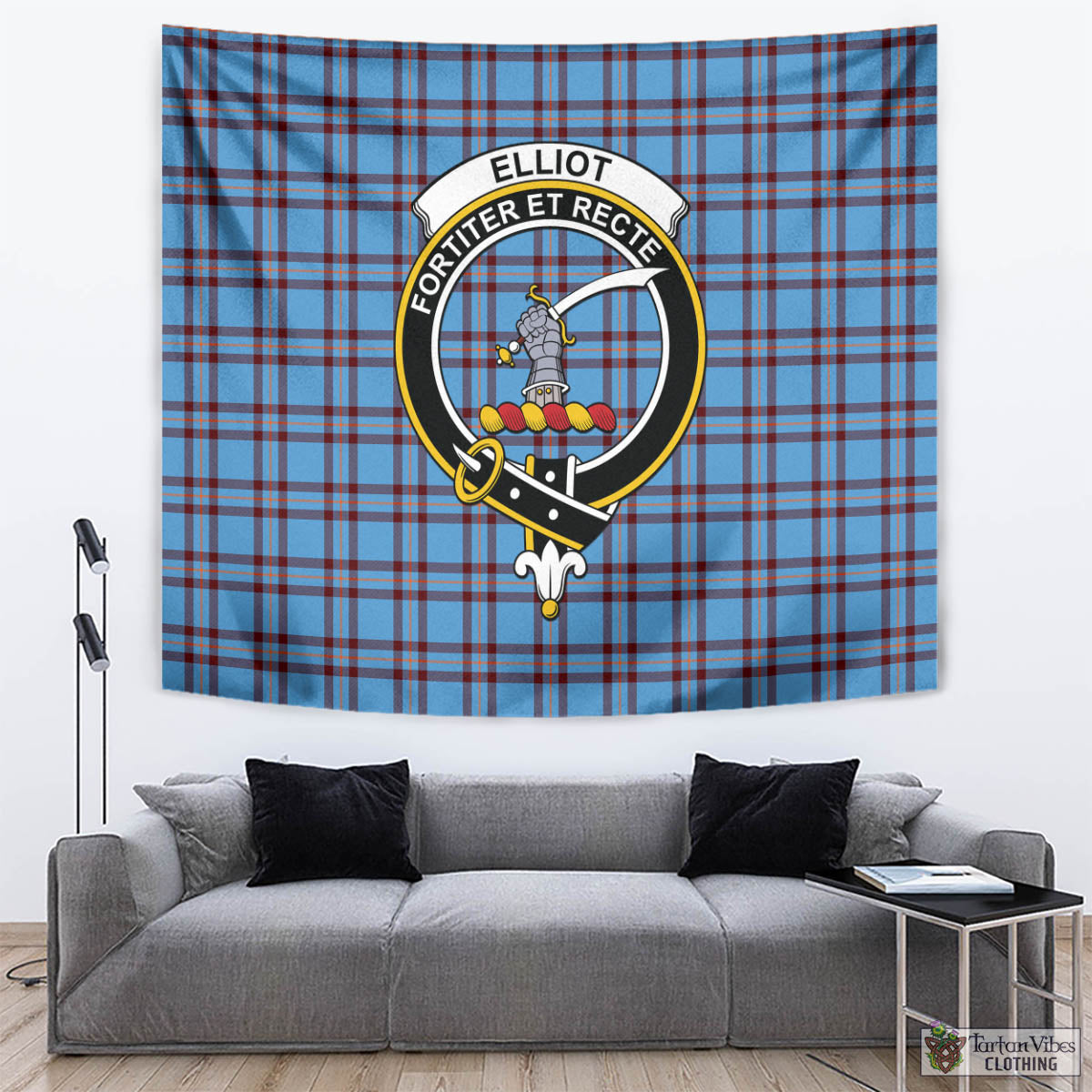 Tartan Vibes Clothing Elliot Ancient Tartan Tapestry Wall Hanging and Home Decor for Room with Family Crest