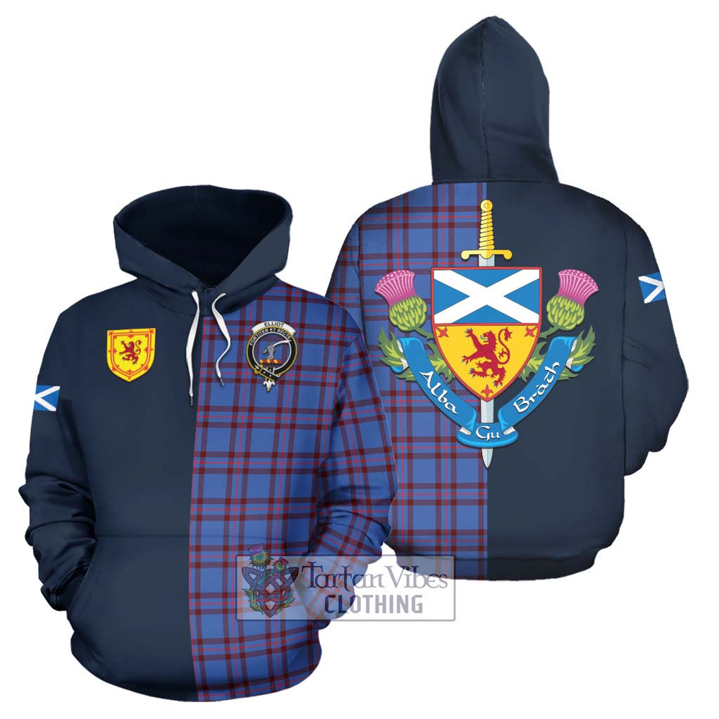 Tartan Vibes Clothing Elliot Modern Tartan Hoodie with Scottish Lion Royal Arm Half Style