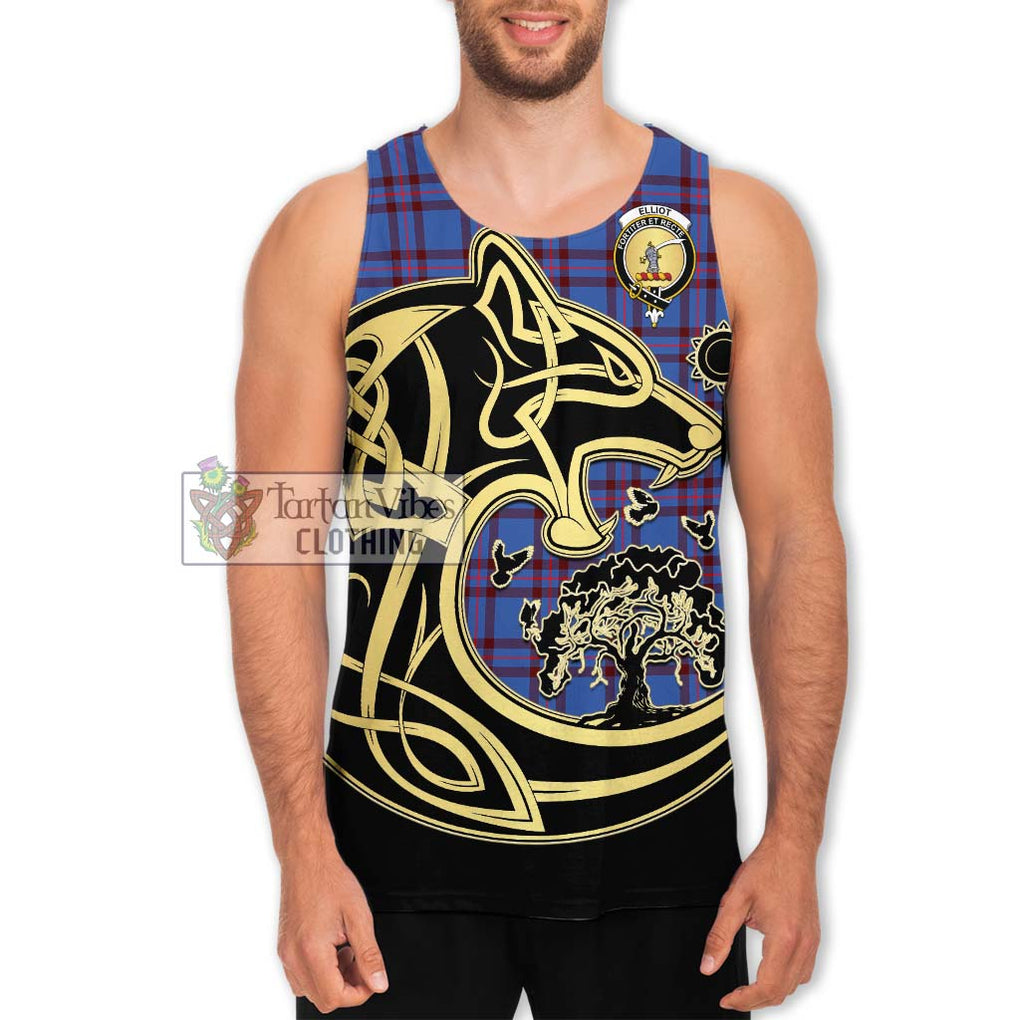 Elliot Modern Tartan Men's Tank Top with Family Crest Celtic Wolf Style Men - Tartan Vibes Clothing