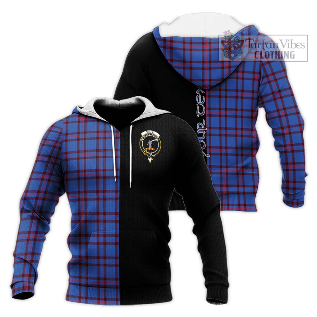 Elliot Modern Tartan Knitted Hoodie with Family Crest and Half Of Me Style Unisex Knitted Pullover Hoodie - Tartanvibesclothing Shop