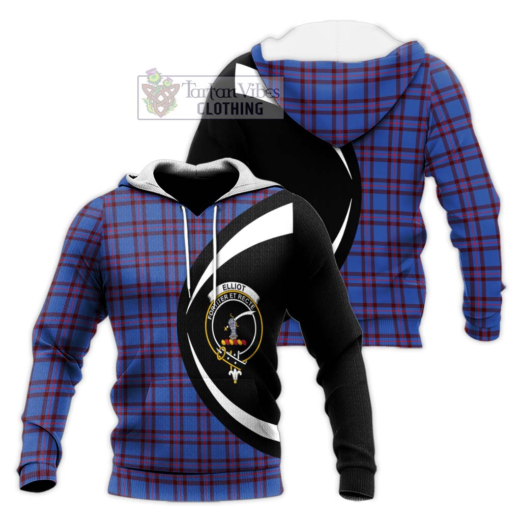 Elliot Modern Tartan Knitted Hoodie with Family Crest Circle Style Unisex Knitted Pullover Hoodie - Tartan Vibes Clothing