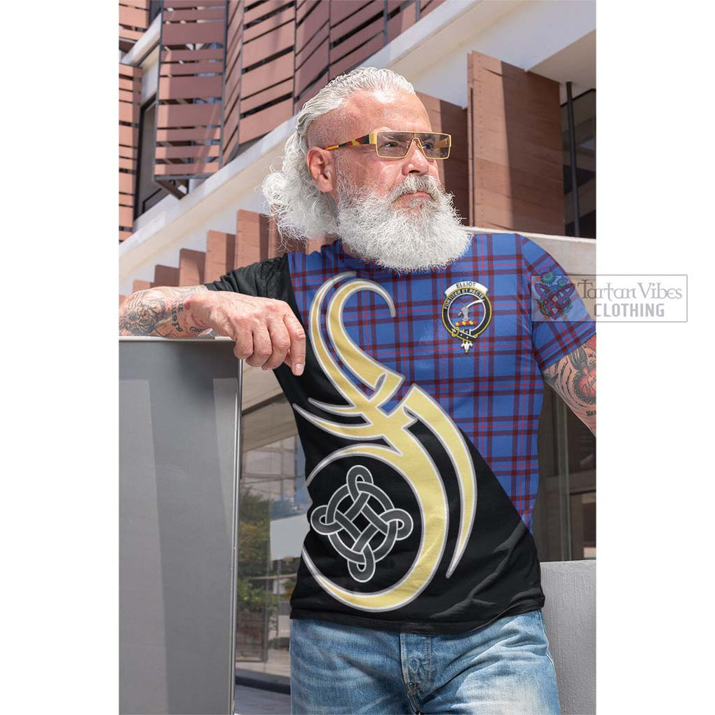 Tartan Vibes Clothing Elliot Modern Tartan Cotton T-shirt with Family Crest and Celtic Symbol Style