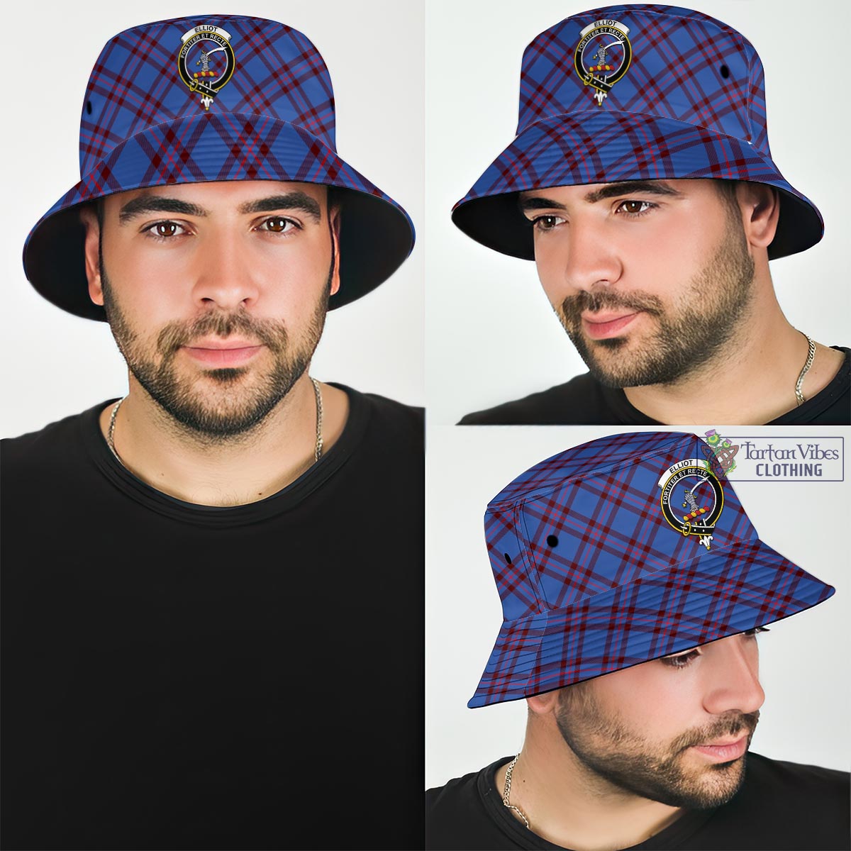 Tartan Vibes Clothing Elliot Modern Tartan Bucket Hat with Family Crest