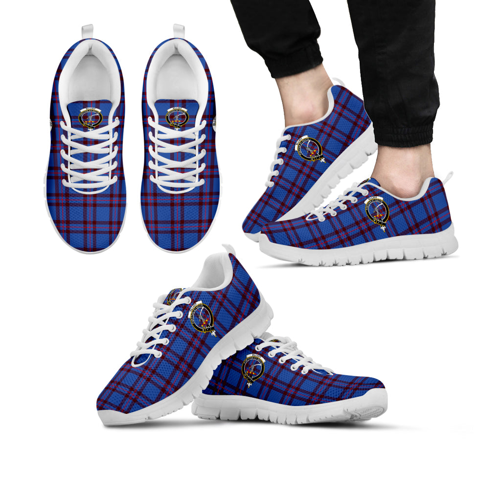 Elliot Modern Tartan Sneakers with Family Crest Kid's Sneakers - Tartan Vibes Clothing