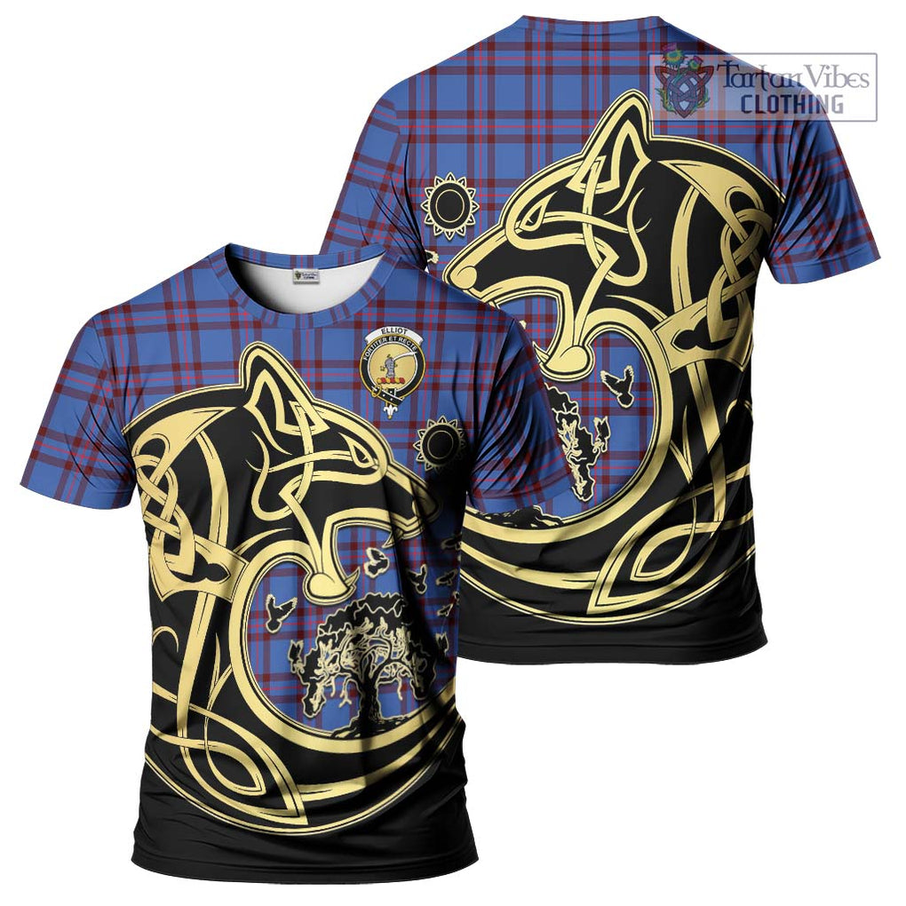 Elliot Modern Tartan T-Shirt with Family Crest Celtic Wolf Style Kid's Shirt - Tartan Vibes Clothing