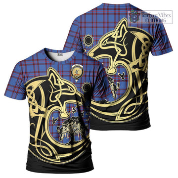 Elliot Modern Tartan T-Shirt with Family Crest Celtic Wolf Style