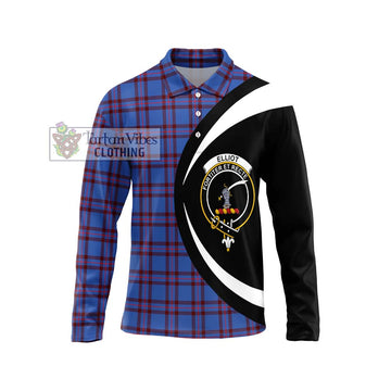 Elliot Modern Tartan Long Sleeve Polo Shirt with Family Crest Circle Style