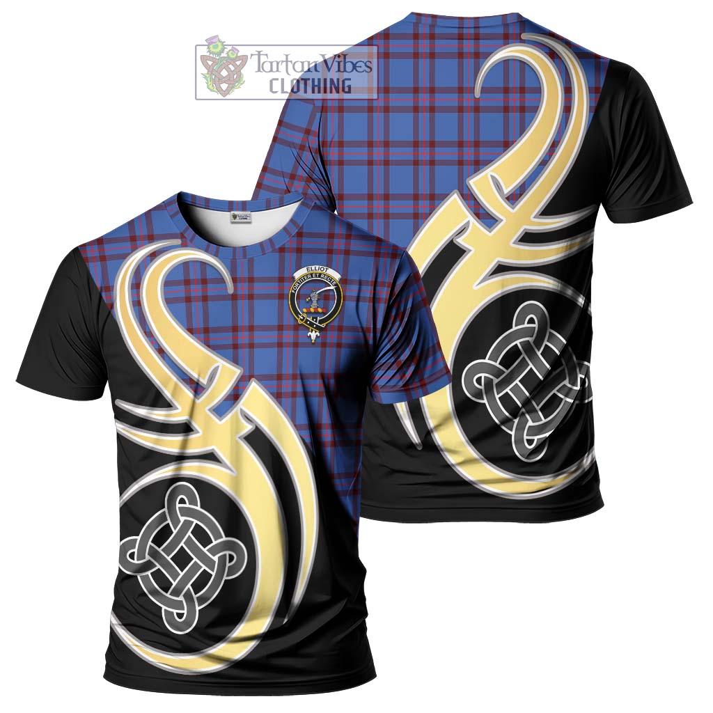 Tartan Vibes Clothing Elliot Modern Tartan T-Shirt with Family Crest and Celtic Symbol Style