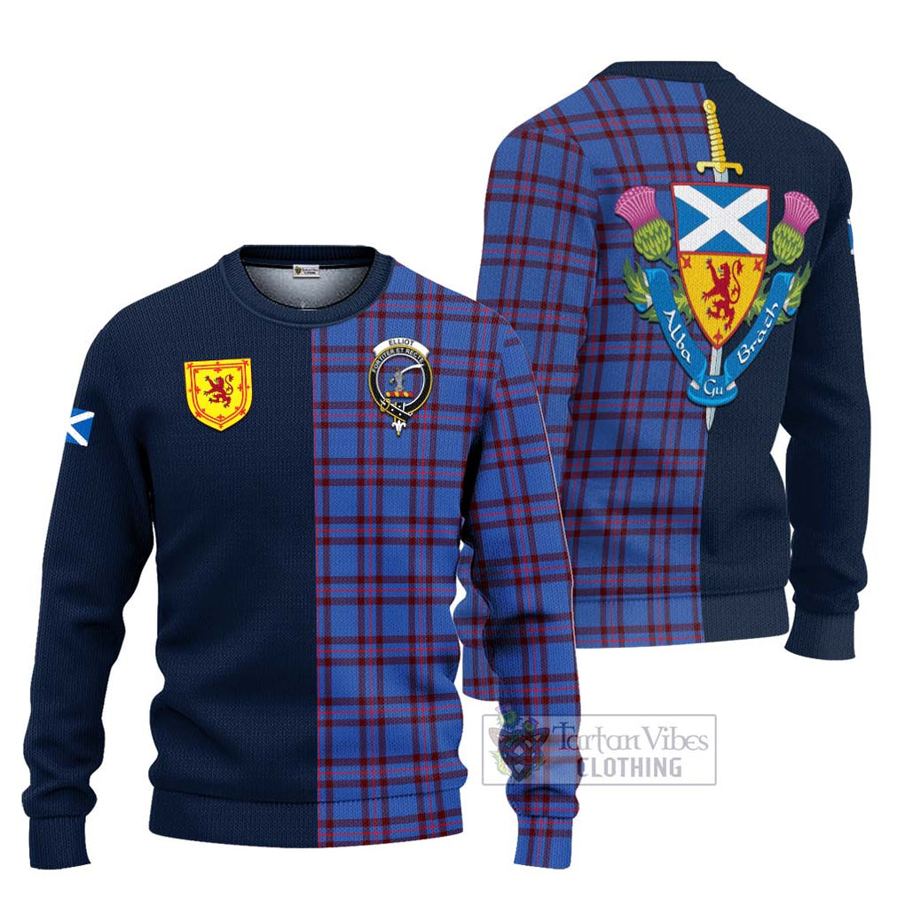 Tartan Vibes Clothing Elliot Modern Tartan Knitted Sweater with Scottish Lion Royal Arm Half Style