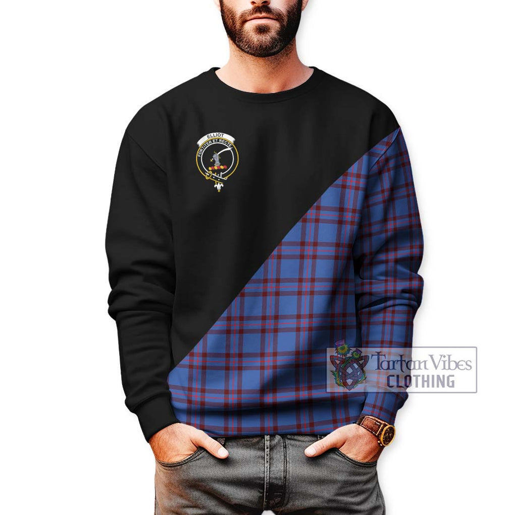 Elliot Modern Tartan Sweatshirt with Family Crest and Military Logo Style Unisex - Tartanvibesclothing Shop