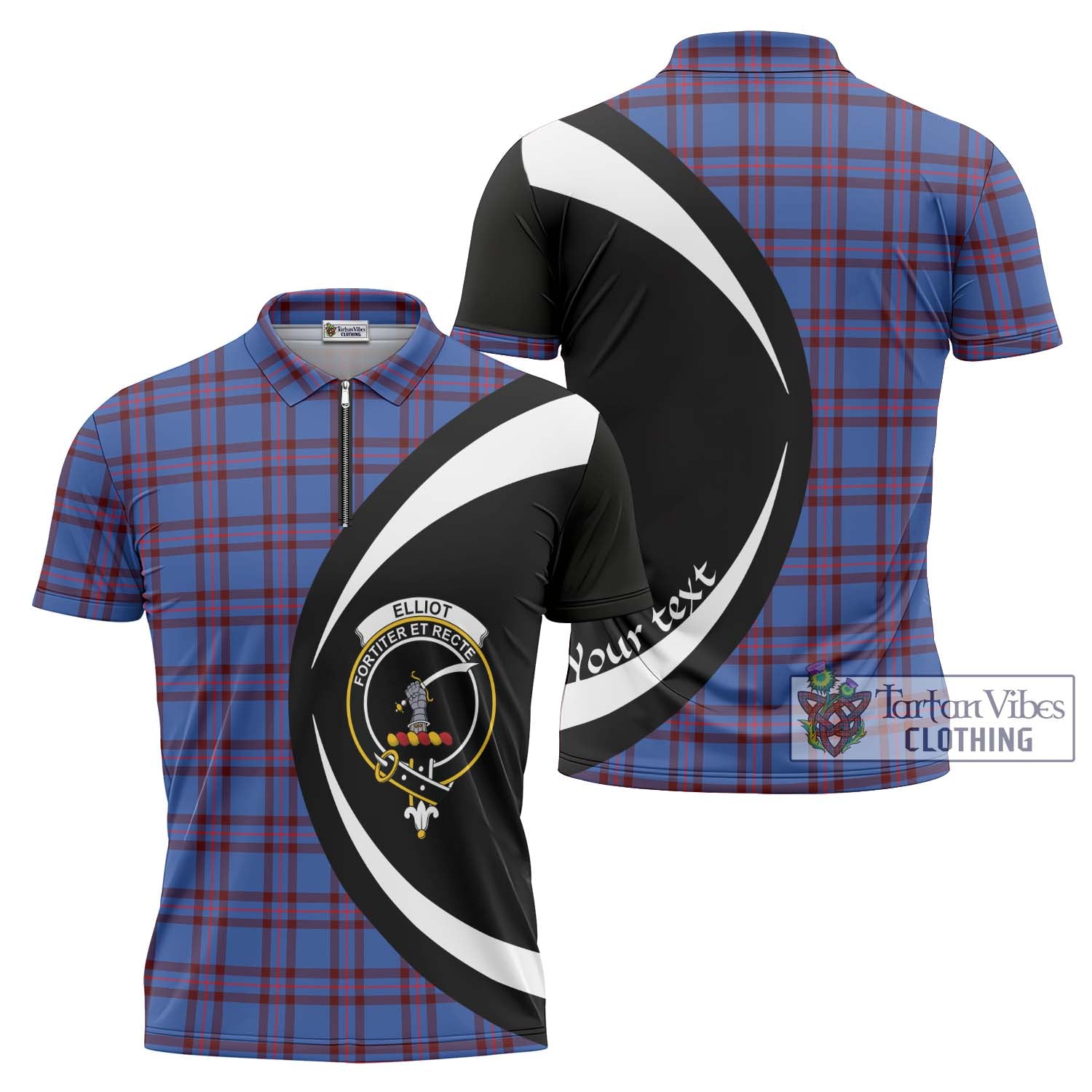 Tartan Vibes Clothing Elliot Modern Tartan Zipper Polo Shirt with Family Crest Circle Style