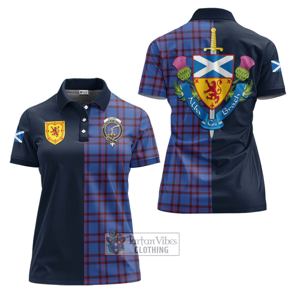 Tartan Vibes Clothing Elliot Modern Tartan Women's Polo Shirt with Scottish Lion Royal Arm Half Style