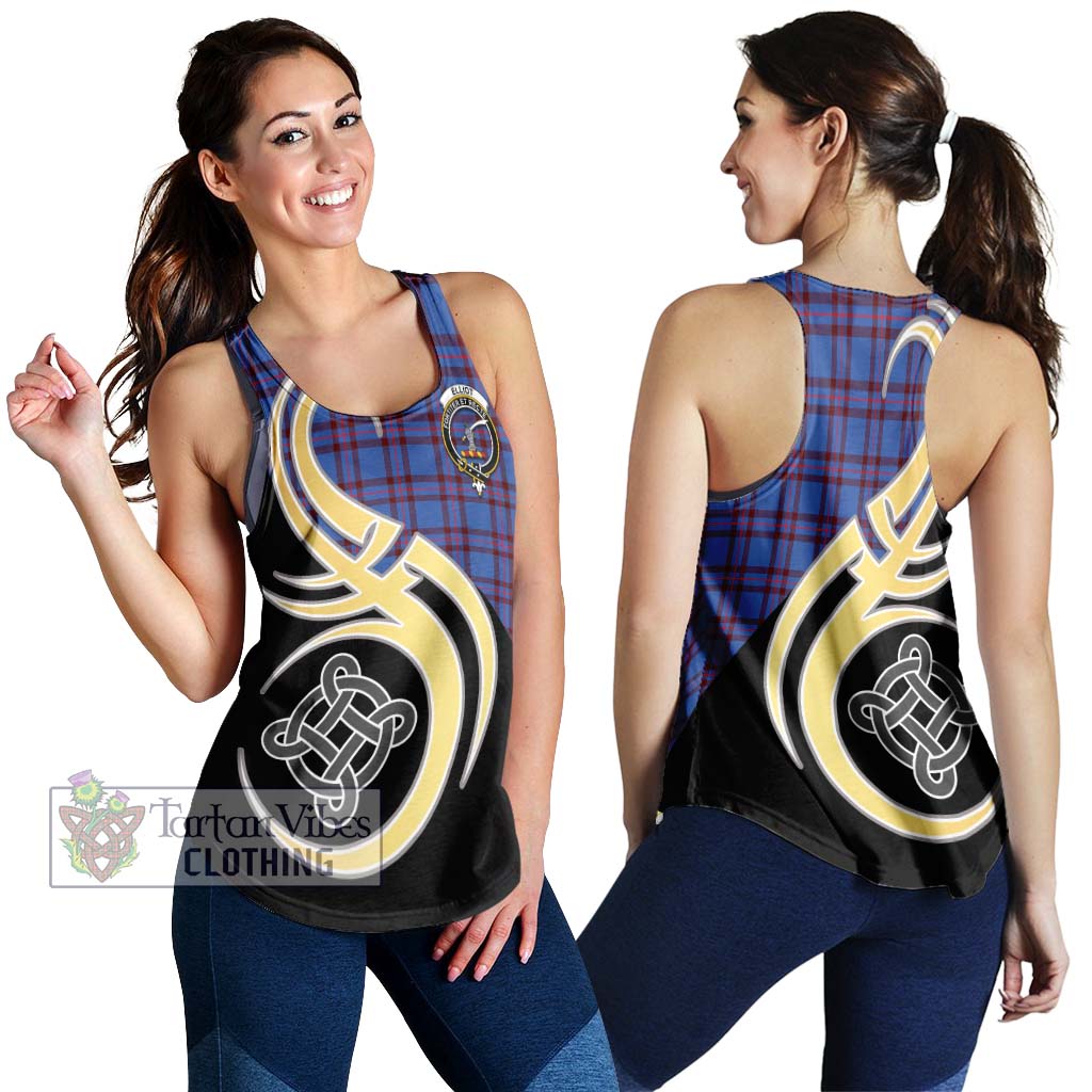 Elliot Modern Tartan Women's Racerback Tanks with Family Crest and Celtic Symbol Style 4XL - Tartan Vibes Clothing