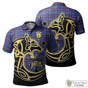 Elliot Modern Tartan Polo Shirt with Family Crest Celtic Wolf Style