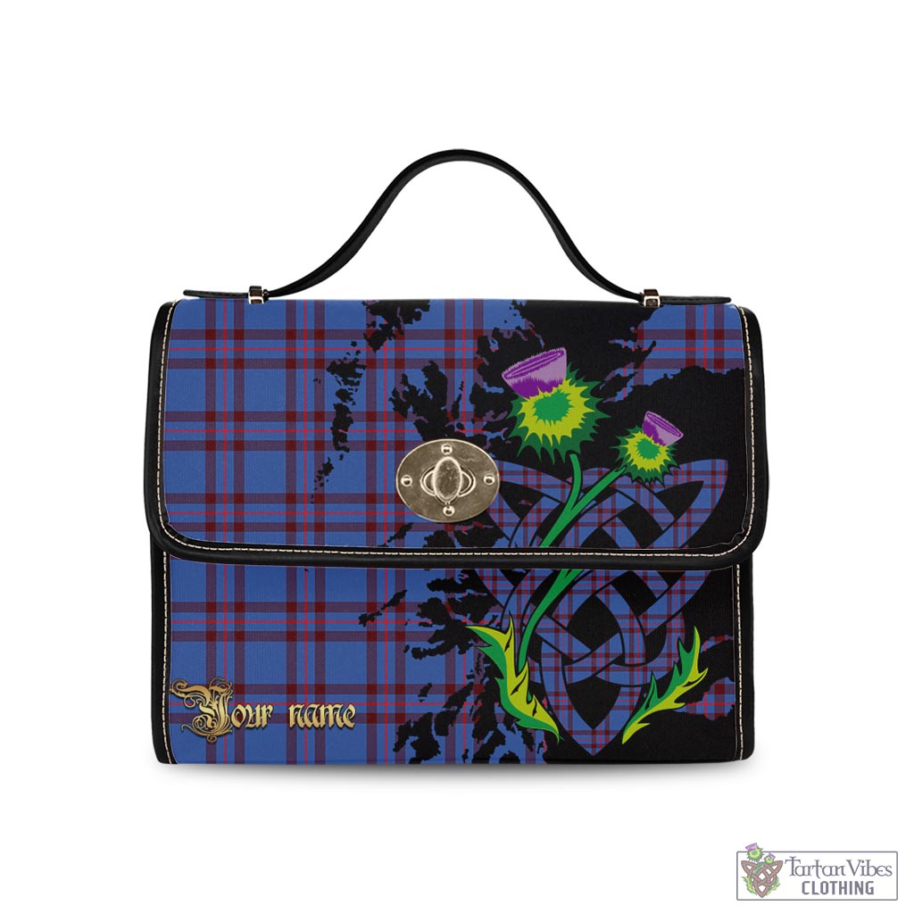 Tartan Vibes Clothing Elliot Modern Tartan Waterproof Canvas Bag with Scotland Map and Thistle Celtic Accents