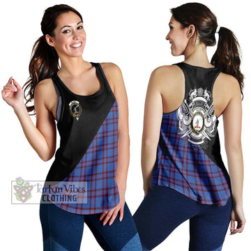 Elliot Modern Tartan Women's Racerback Tanks with Family Crest and Military Logo Style