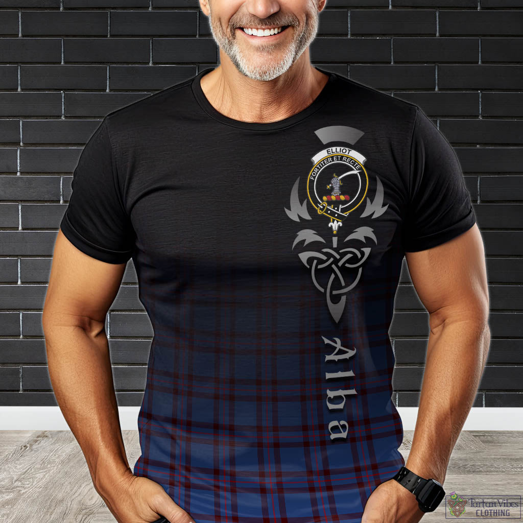 Tartan Vibes Clothing Elliot Modern Tartan T-Shirt Featuring Alba Gu Brath Family Crest Celtic Inspired