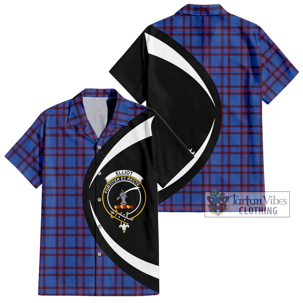 Elliot Modern Tartan Short Sleeve Button Up with Family Crest Circle Style Kid - Tartan Vibes Clothing