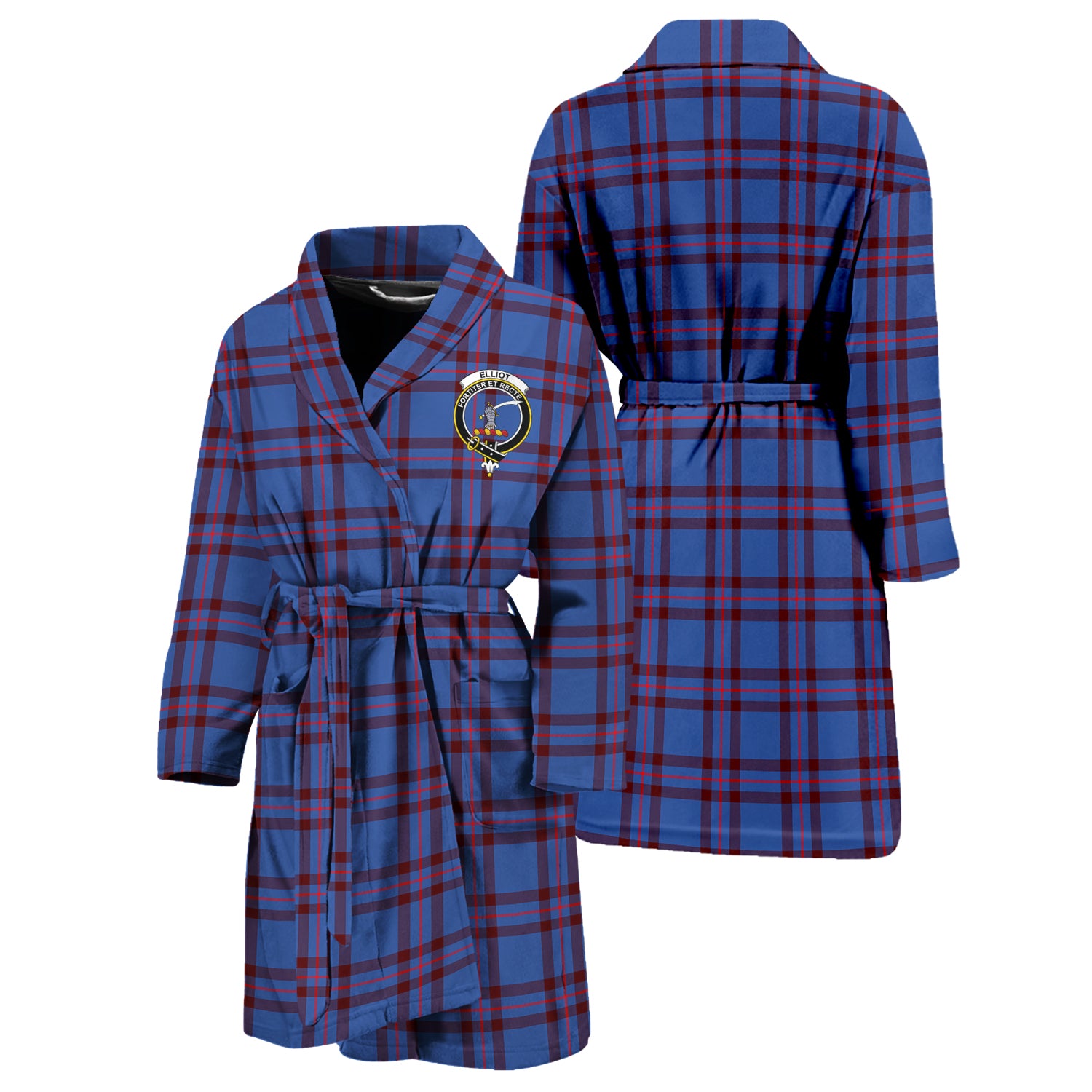 Elliot Modern Tartan Bathrobe with Family Crest Unisex S - Tartan Vibes Clothing