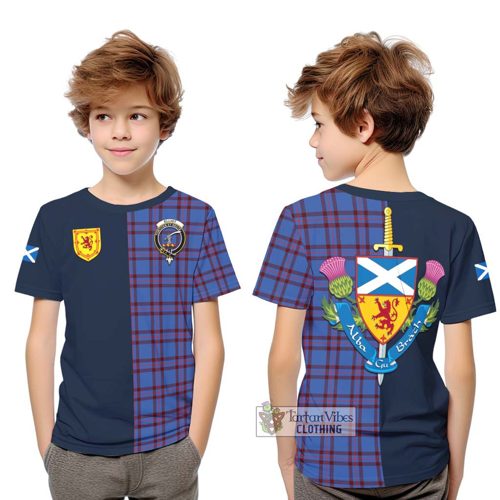 Tartan Vibes Clothing Elliot Modern Tartan Kid T-Shirt with Scottish Lion Royal Arm Half Style