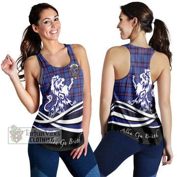 Elliot Modern Tartan Women's Racerback Tanks with Alba Gu Brath Regal Lion Emblem