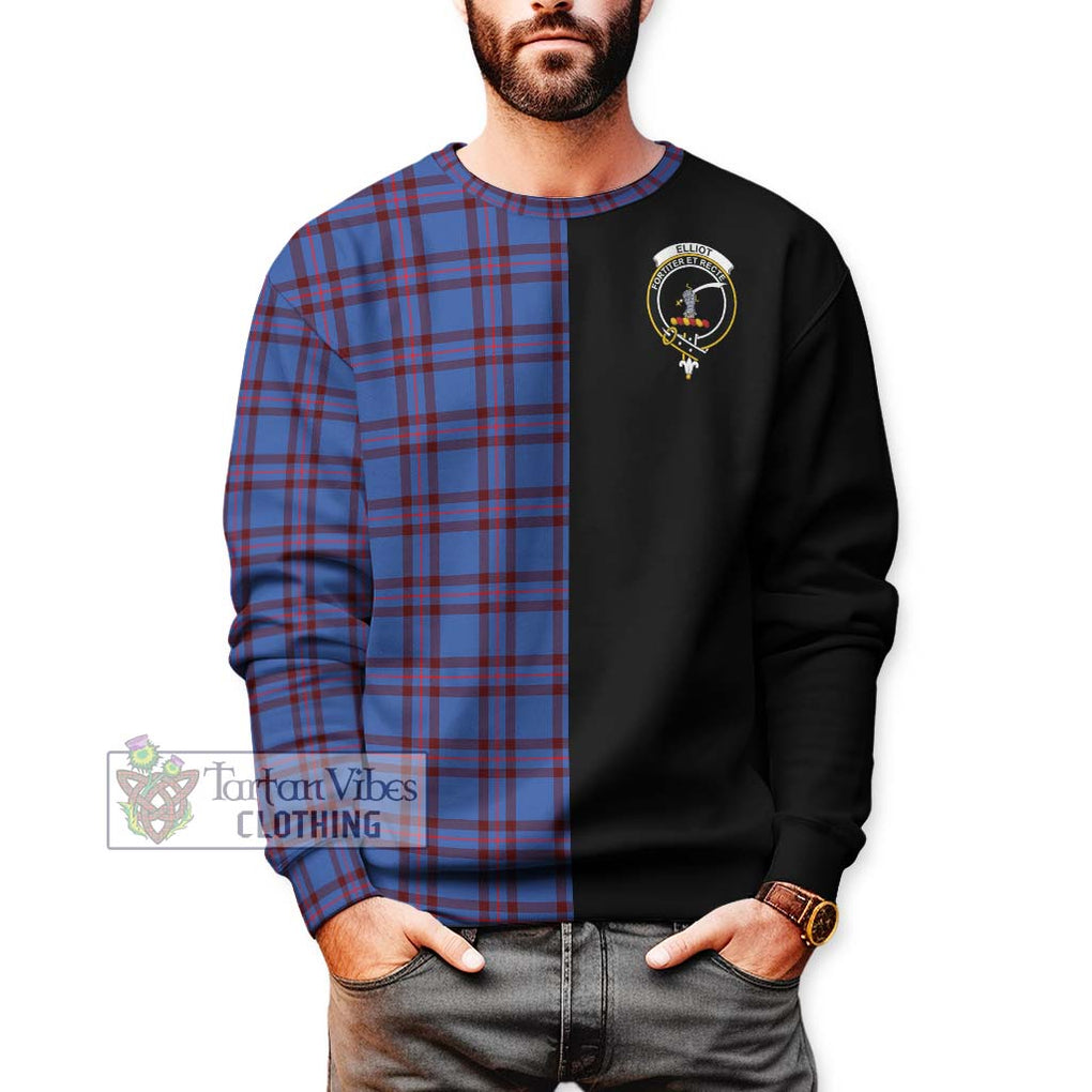 Elliot Modern Tartan Sweatshirt with Family Crest and Half Of Me Style Unisex - Tartanvibesclothing Shop