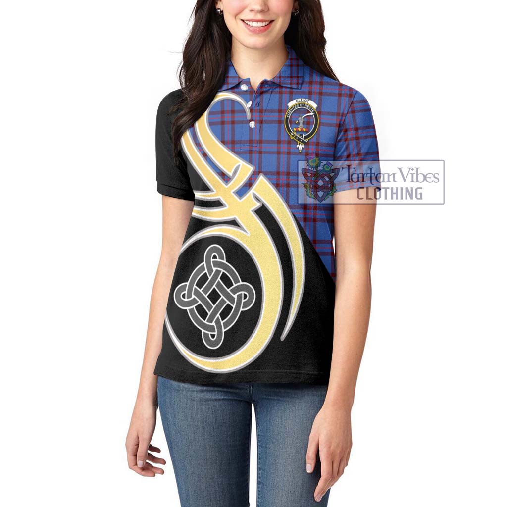 Elliot Modern Tartan Women's Polo Shirt with Family Crest and Celtic Symbol Style Women - Tartan Vibes Clothing