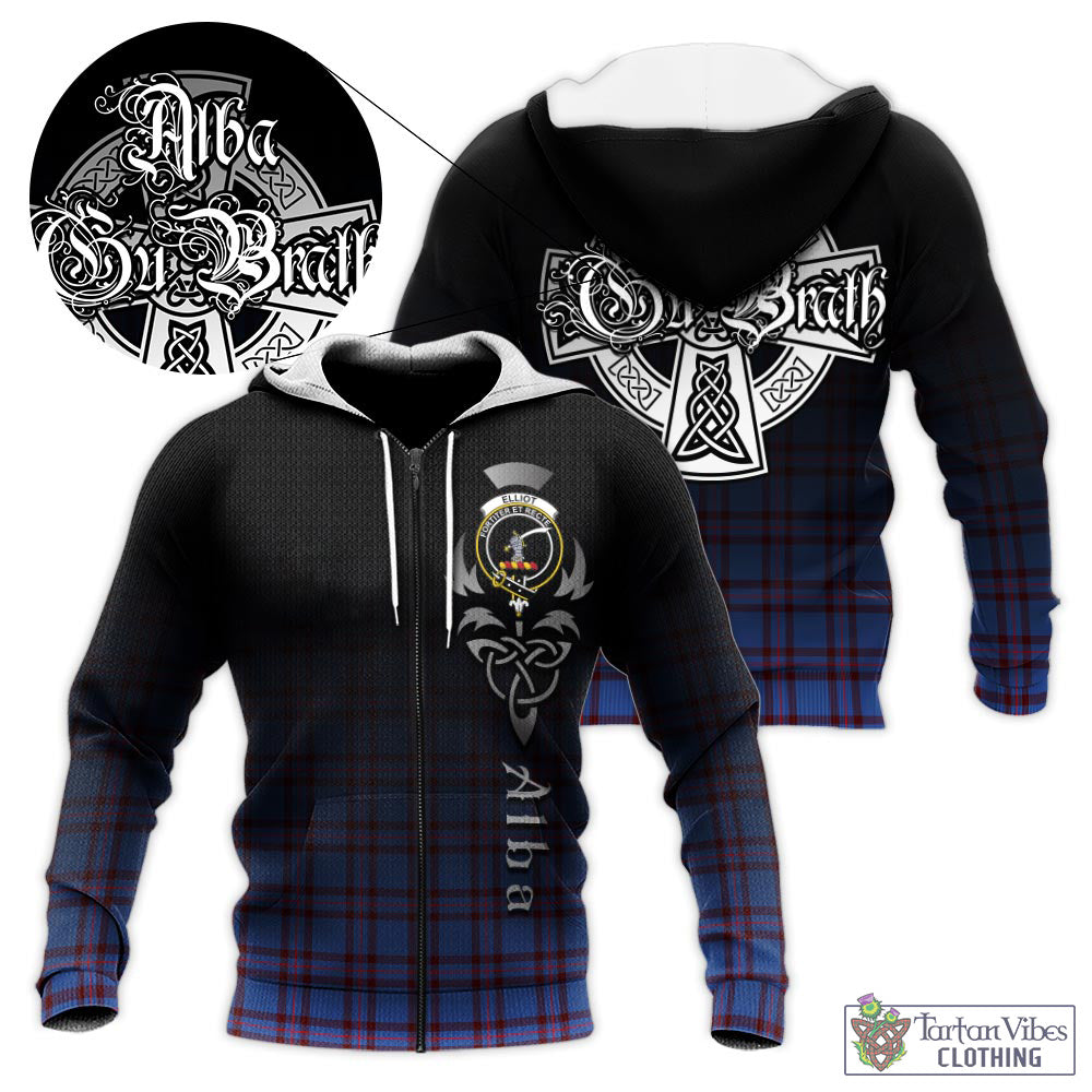 Tartan Vibes Clothing Elliot Modern Tartan Knitted Hoodie Featuring Alba Gu Brath Family Crest Celtic Inspired