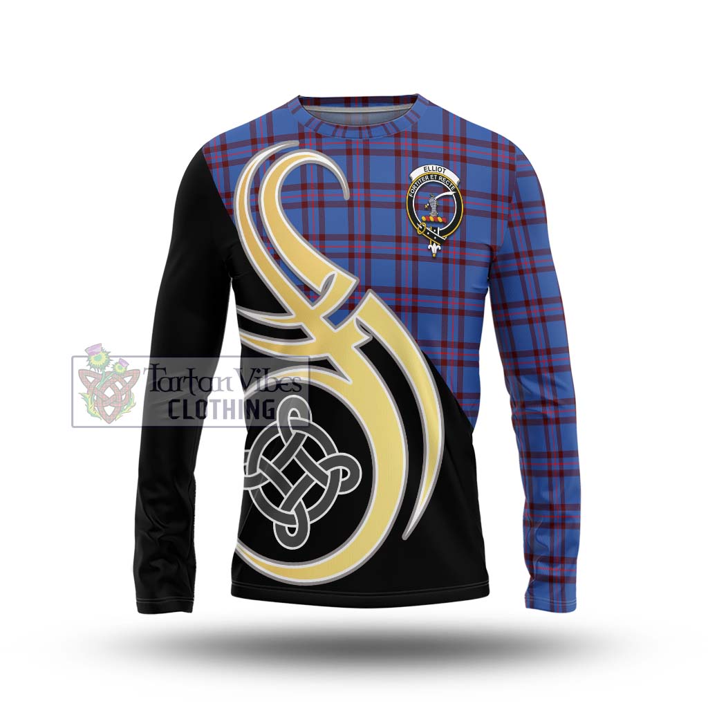 Elliot Modern Tartan Long Sleeve T-Shirt with Family Crest and Celtic Symbol Style Unisex - Tartan Vibes Clothing