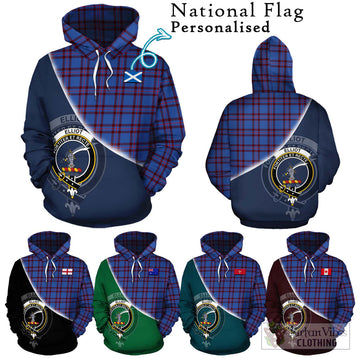 Elliot Modern Tartan Hoodie with Personalised National Flag and Family Crest Half Style