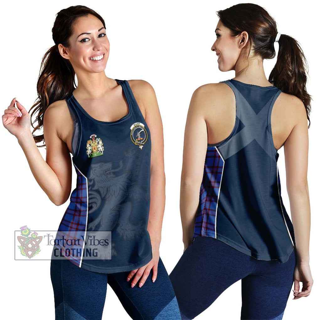 Elliot Modern Tartan Women's Racerback Tanks with Family Crest and Lion Rampant Vibes Sport Style 4XL - Tartan Vibes Clothing