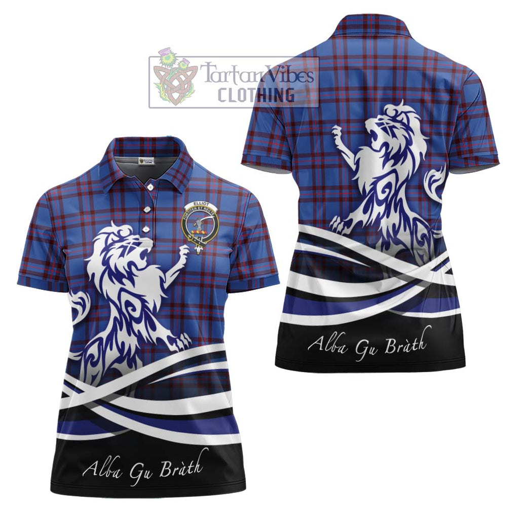 Elliot Modern Tartan Women's Polo Shirt with Alba Gu Brath Regal Lion Emblem Women - Tartanvibesclothing Shop