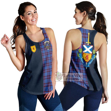 Elliot Modern Tartan Women's Racerback Tanks Alba with Scottish Lion Royal Arm Half Style