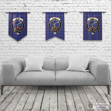 Elliot Modern Tartan Gonfalon, Tartan Banner with Family Crest