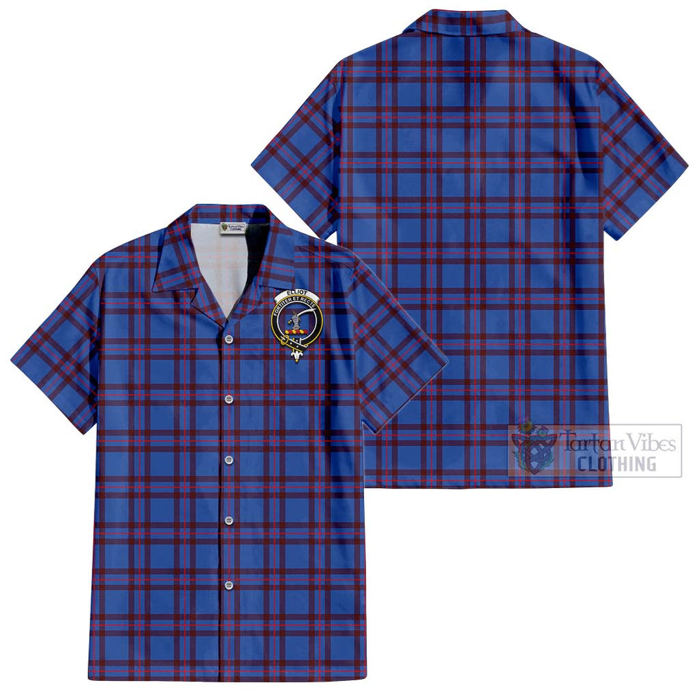 Elliot Modern Tartan Cotton Hawaiian Shirt with Family Crest Kid - Tartan Vibes Clothing