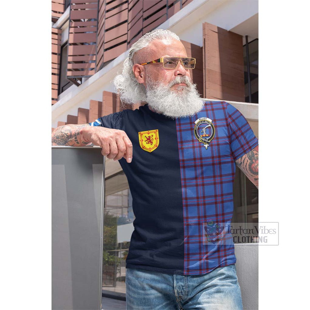 Tartan Vibes Clothing Elliot Modern Tartan Cotton T-shirt with Scottish Lion Royal Arm Half Style