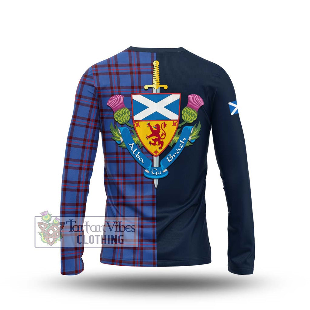 Tartan Vibes Clothing Elliot Modern Tartan Long Sleeve T-Shirt with Scottish Lion Royal Arm Half Style