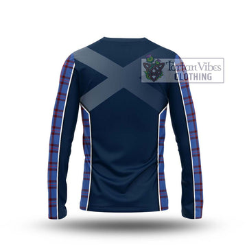 Elliot Modern Tartan Long Sleeve T-Shirt with Family Crest and Lion Rampant Vibes Sport Style