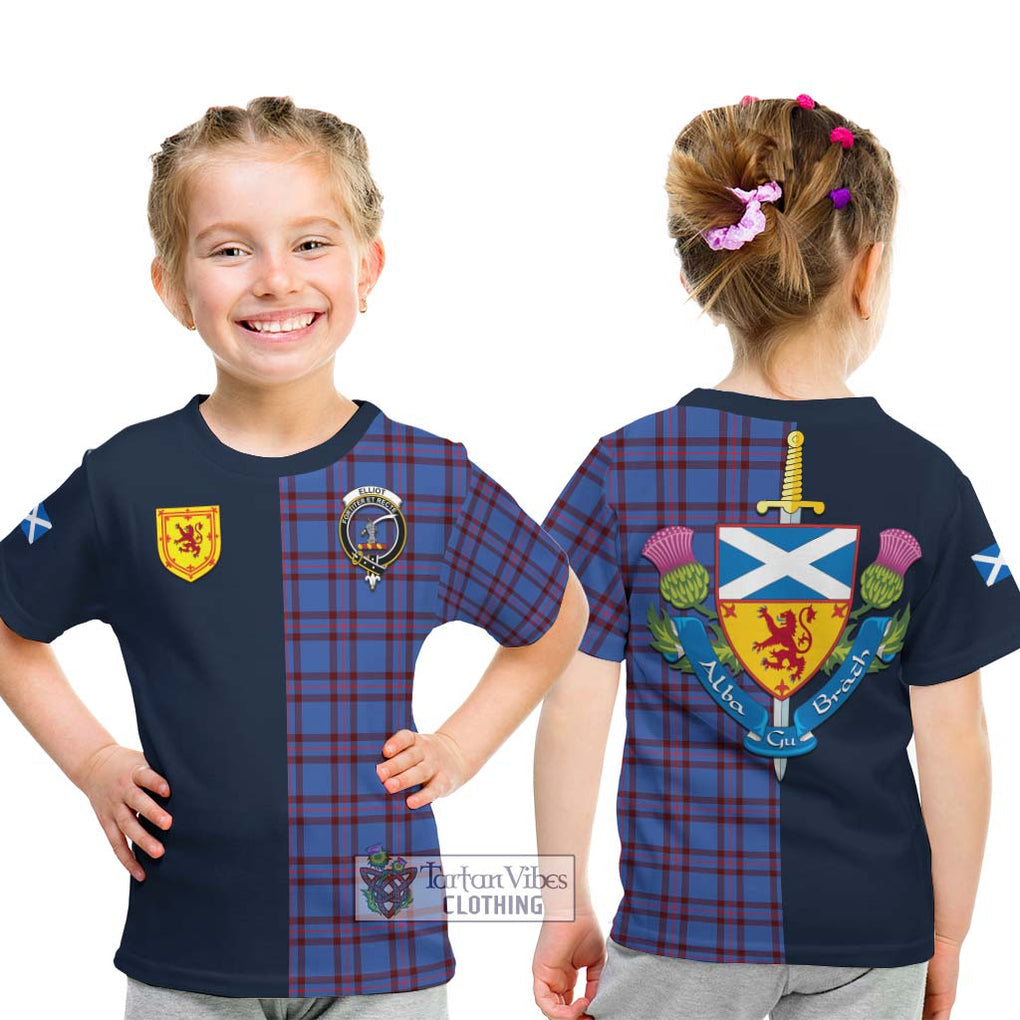 Tartan Vibes Clothing Elliot Modern Tartan Kid T-Shirt with Scottish Lion Royal Arm Half Style