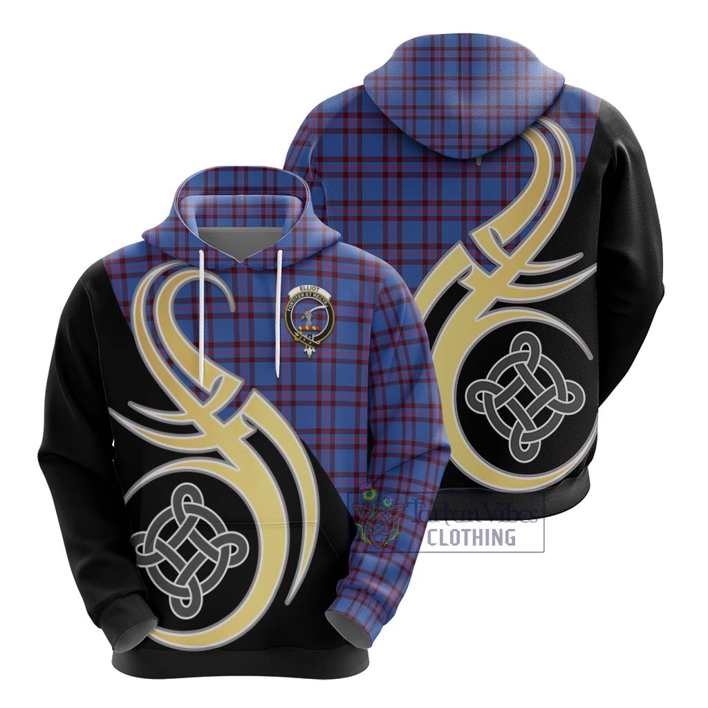 Elliot Modern Tartan Hoodie with Family Crest and Celtic Symbol Style - Tartan Vibes Clothing