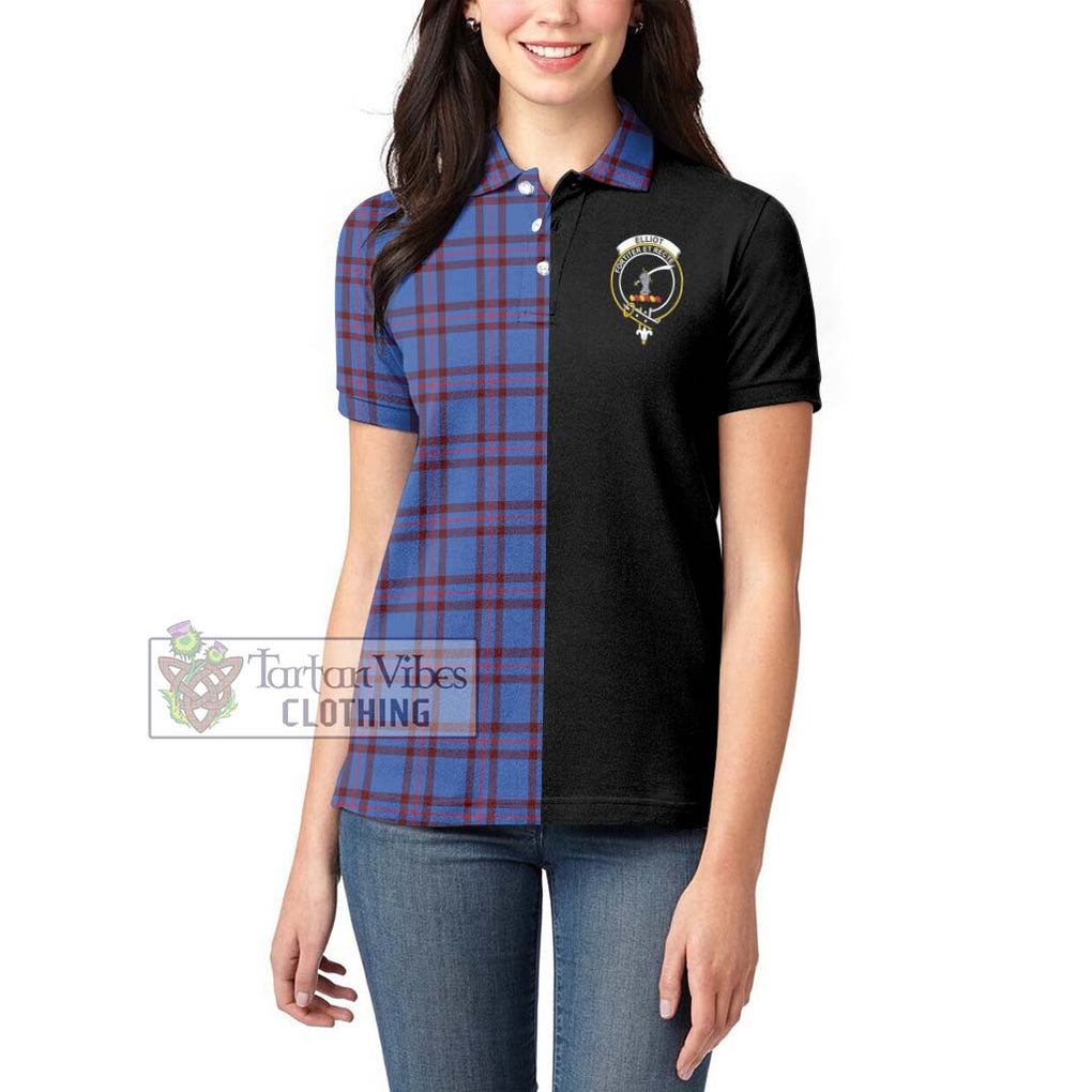 Elliot Modern Tartan Women's Polo Shirt with Family Crest and Half Of Me Style - Tartanvibesclothing Shop