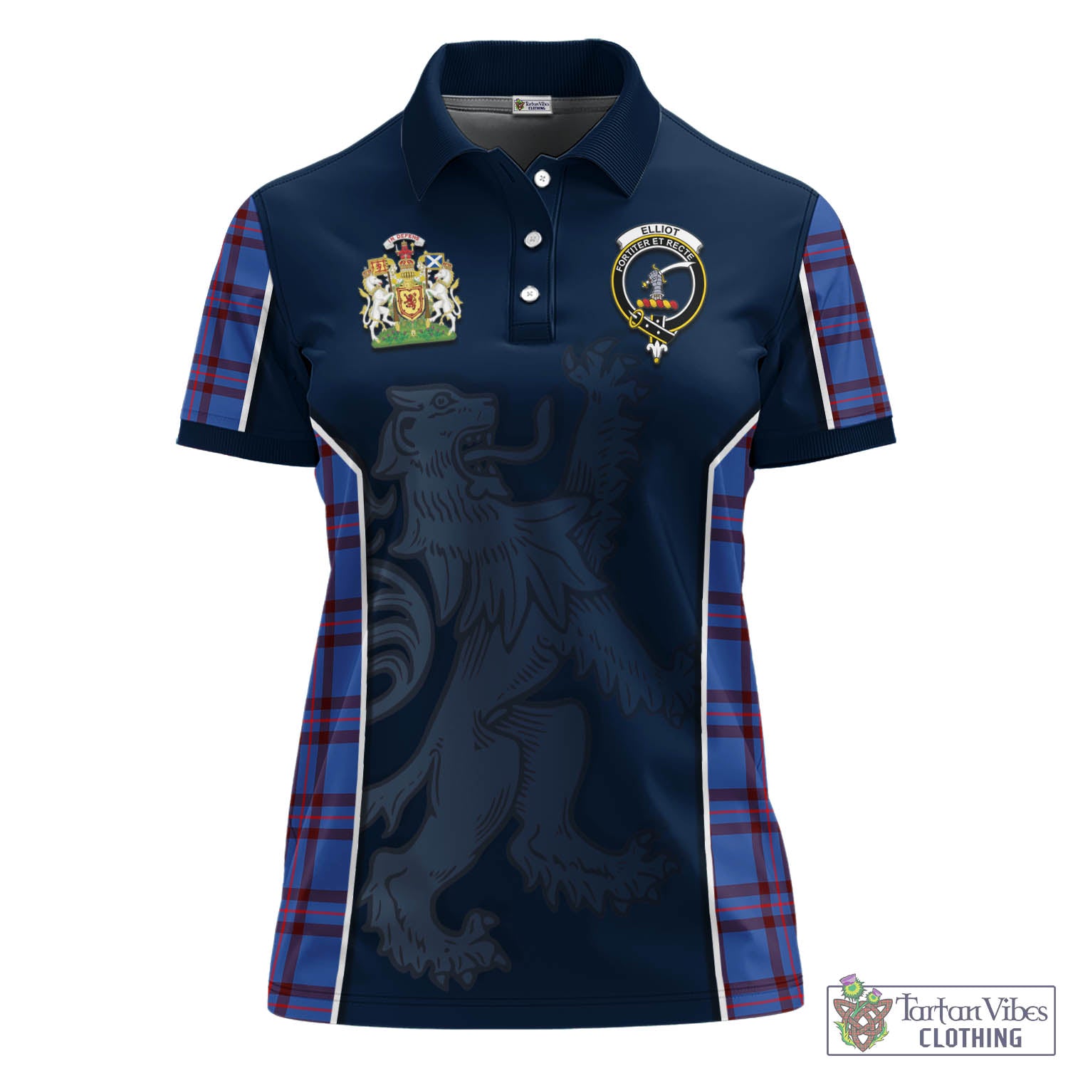 Elliot Modern Tartan Women's Polo Shirt with Family Crest and Lion Rampant Vibes Sport Style - Tartan Vibes Clothing